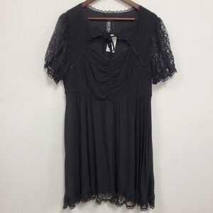 Hot Topic Womens‎ Whimsigoth Babydoll Dress Size 2X Black Dark Fairy Coquette